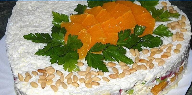 Salată de puf cu portocale și pui