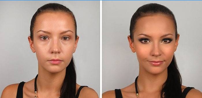 Fotografia fetei înainte și după machiaj