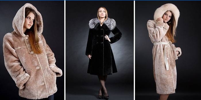 Fetele în paltoane de blană de lungimi diferite