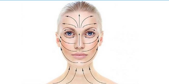 Direcția liniilor de masaj de pe față