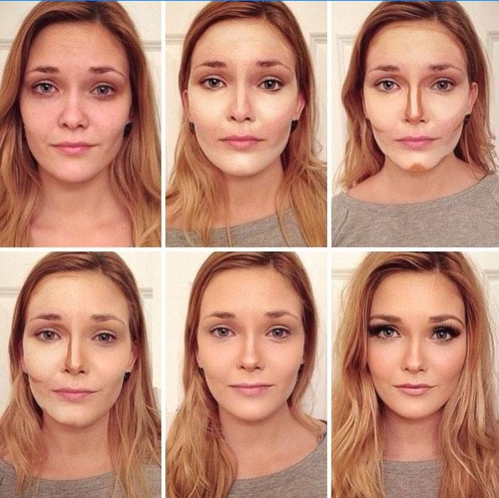Fața fetei înainte și după aplicarea disimulantului