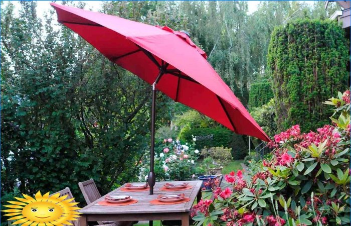 Patio cu umbrele de soare: compilare foto