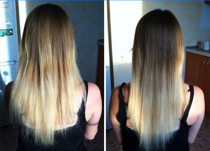 Păr înainte și după tăiere termică