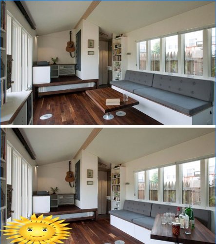 O privire interioară la o micro-casă confortabilă sau cum puteți obține o casă plină de dimensiuni, dimensiunea unei case de schimbare