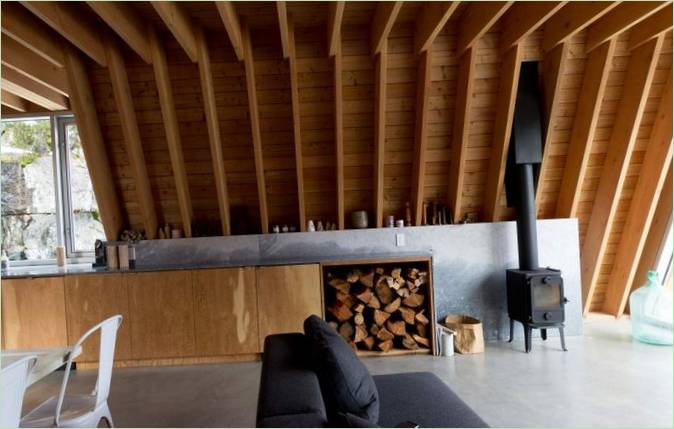 Cabana modernă de munte: aragazul cu lemne
