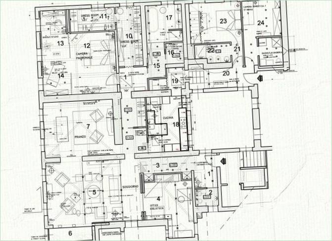 Planul de etaj al La Casa del Tempo din Veneția